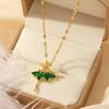 1 Pcs Luxury Cool Wind Green Gold Plated Copper Pendant With Stainless Steel Chain Combination Of Necklaces