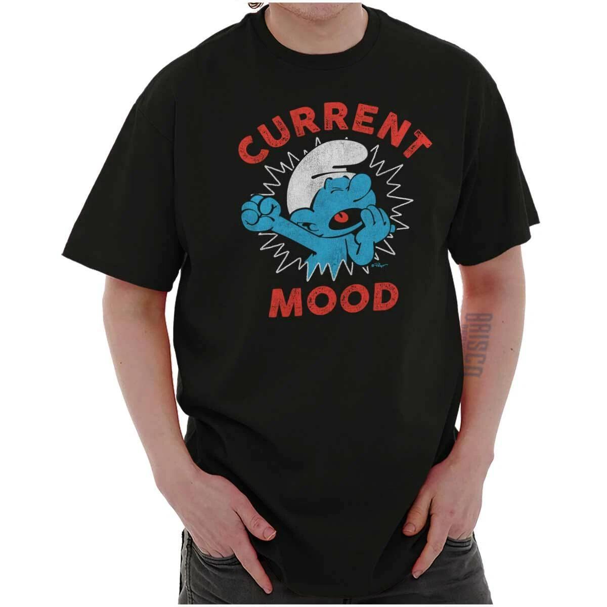 Sleepy Smurf Current Mood Lazy Naps Chillin Womens or Mens Crewneck T Shirt Tee XL