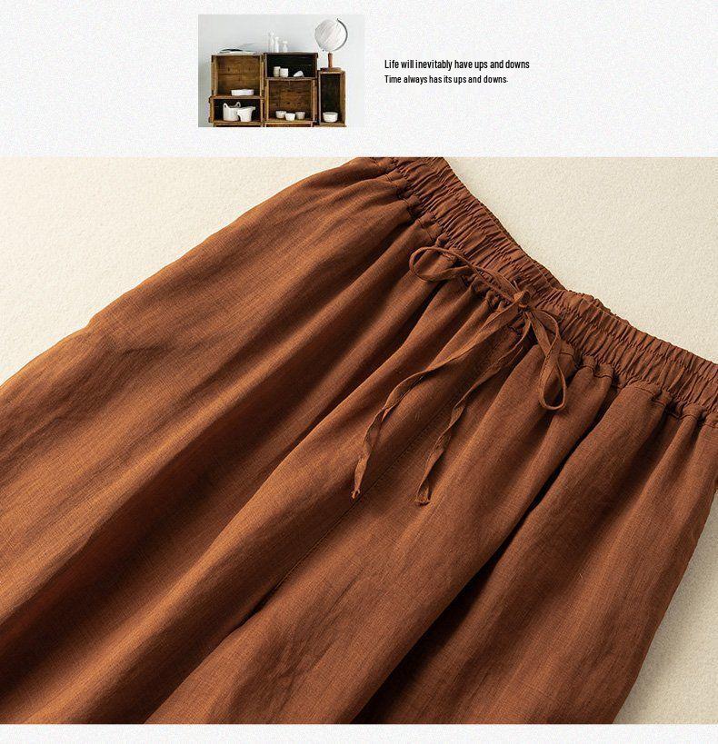 2026 New Women's High-Waisted Wide-Leg Skirt Pants - Breathable, Thin Cotton Linen for Summer
