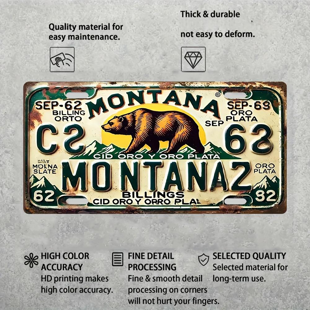 

D Flat for Decorative Use Only D Flat Montana Vintage License Plate Bear Design Aluminum Wall Plaque xcm Metal Art 15x30cm(5.9x7.8inch)