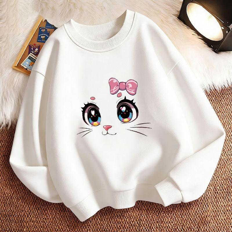Kawaii Cat Meme Children'S Sweatshirt Pullover Crew Neck Graphic Print Hoodie Boy/Girl Kids Hoody Comfortable Sweatshirt