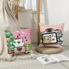 Character L-Line Puppy Cushion Cover Breathable Linen Pillowcase Summer Odorless Eco-Friendly Invisible Zipper Washable