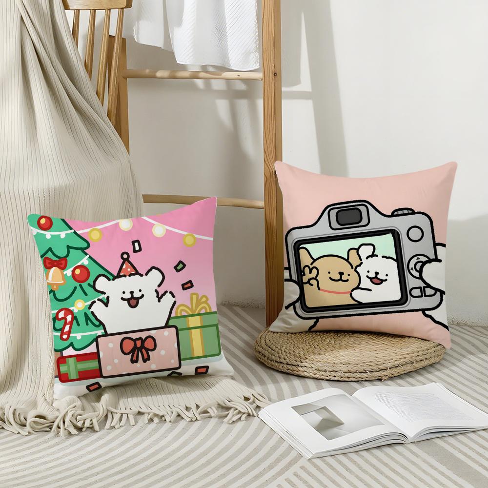 Character L-Line Puppy Cushion Cover Breathable Linen Pillowcase Summer Odorless Eco-Friendly Invisible Zipper Washable