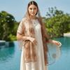 Embroidered Sheer Shawl Lightweight Summer Hijab Lace Scarf Floral Headwrap Church Attire