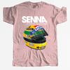 Man Summer Cotton T-shirt Ayrton Senna Helmet Tee Tops Clothing 1 Race Car Man Crew Neck Short Sleeve T Shirt Popular Big Size