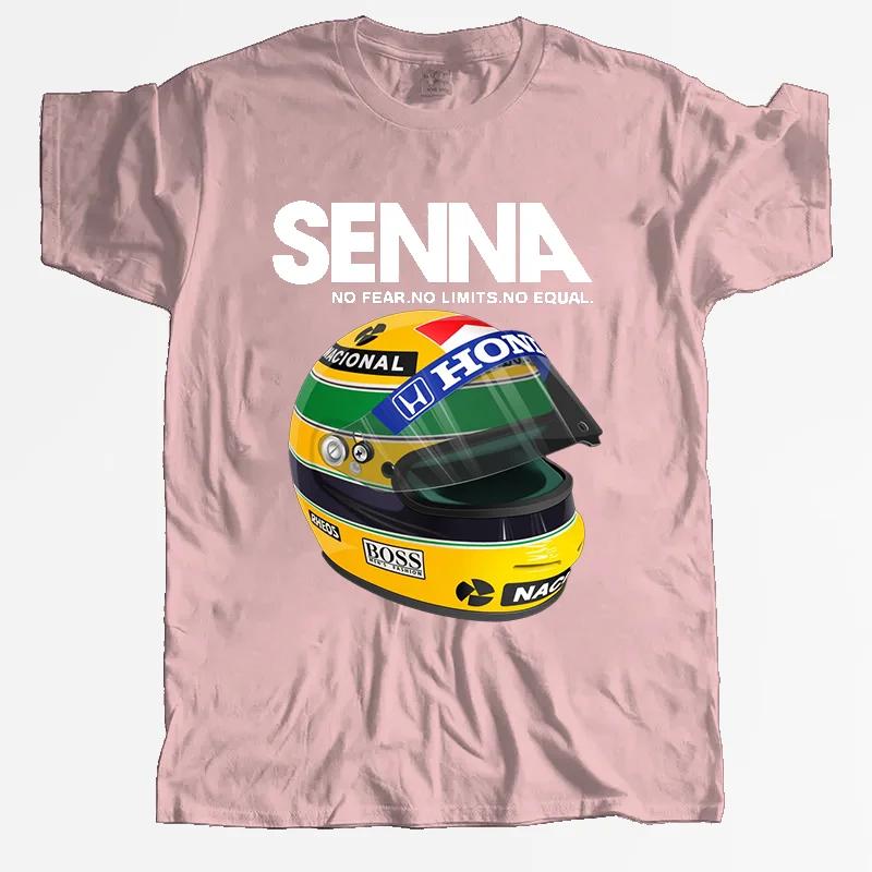 Man Summer Cotton T-shirt Ayrton Senna Helmet Tee Tops Clothing 1 Race Car Man Crew Neck Short Sleeve T Shirt Popular Big Size