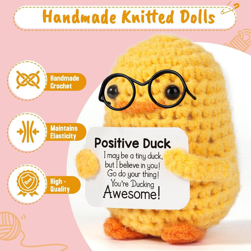 Bambola all'uncinetto Energia Positiva Tasca Abbraccio Fatto a Mano Maglia Peluche Patata Pianta Avocado Ape Tartaruga Anatra Divertente Regalo di Supporto Emotivo