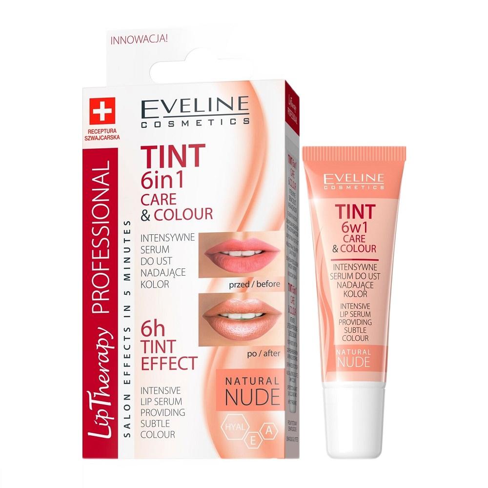 Sérum de soin et de couleur 6 en 1 Eveline Lip Therapy, teinte nude, 12 ml - Soin professionnel des lèvres