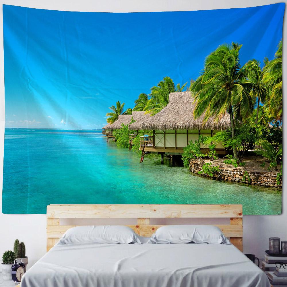Sea View Tapestry Wall Hanging Bohemian Home Decoration Polyester Fabric Used For Living Room, Bedroom, Dormitory, Fast Shipping