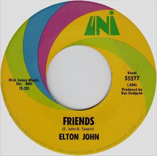 7inch Record ELTON JOHN - Friends / Honey Roll 55277 UNI 1971 US Pop Used