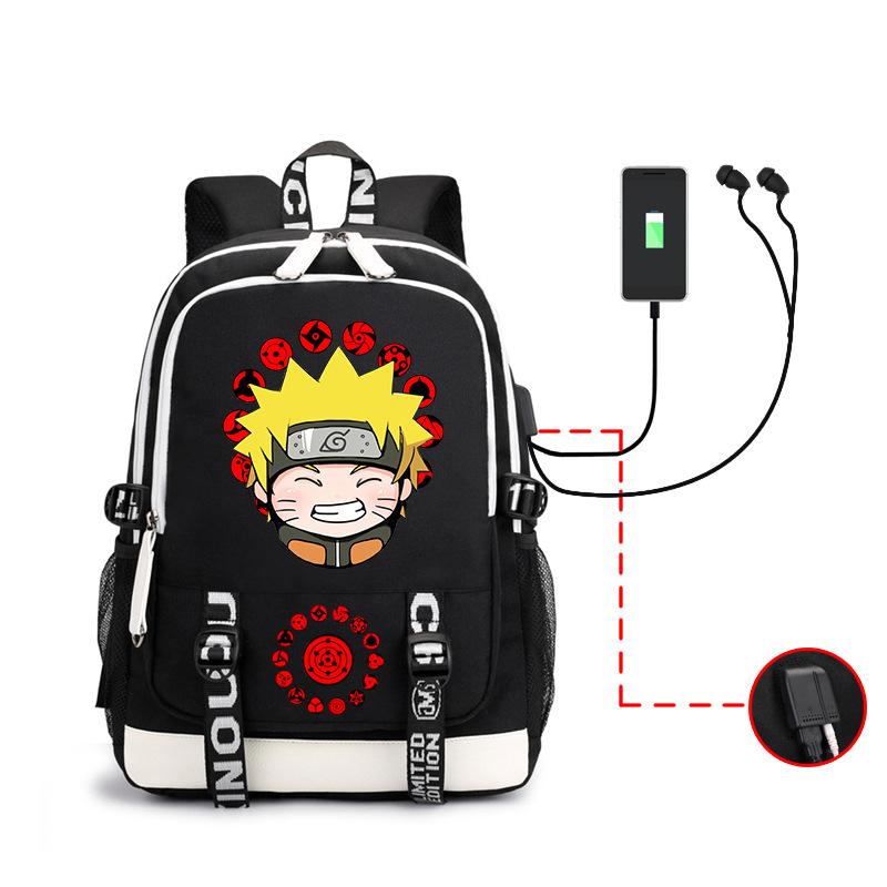 Anime Rucksack Mode Street Trend Herren Große Kapazität USB Kopfhörer Computertasche