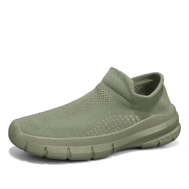 Spring and Summer New One-pedal Lazy Shoes Fly-woven Breathable Fashion Socks Sports Trendy Shoes Solid Color Versatile Men's Shoes