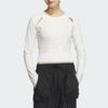 Adidas Solid Color Casual Hollow Slim Fit Long Sleeve T-Shirt Women Tops Pink White JJ1594