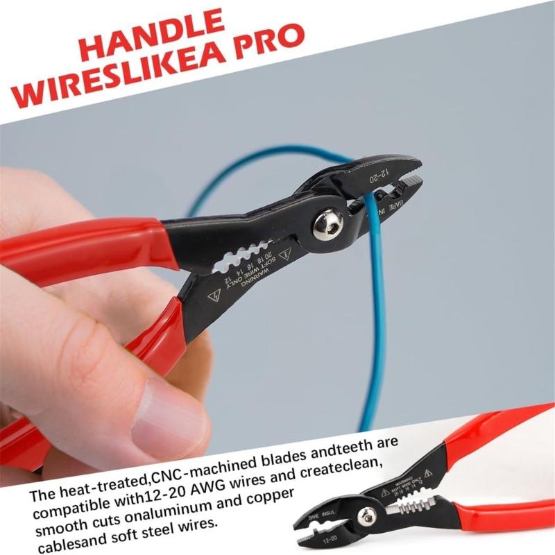 Professional 7Inch Electrical Wire Stripper With Stripping Crimping Cutting Splicing Function Heavy Duty Ergonomic Grip