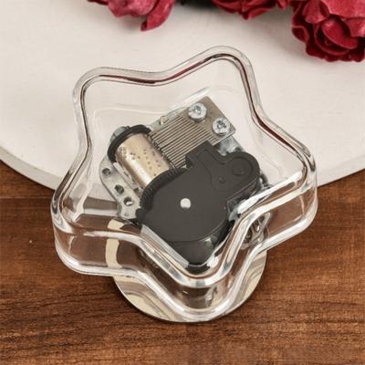 Novelty Acrylic Transparent Mini Music Box Square Random Song Clockwork Music Box Clockwork Spring Dancer Music Box Gift