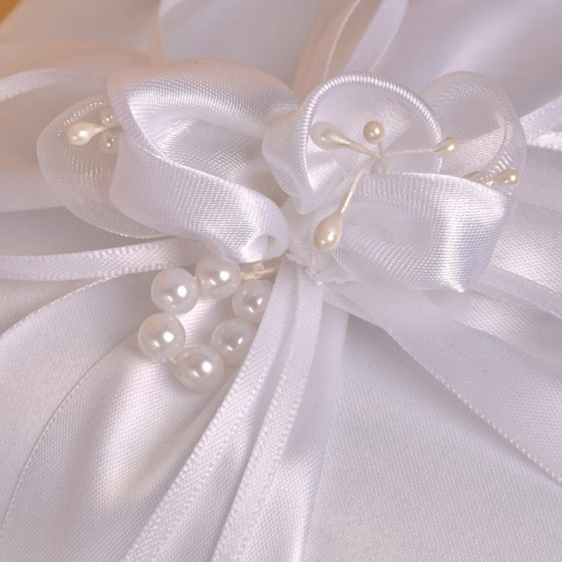 Luxurious Fabric Wedding Rings Pillow With Lace And Pearls Decoration Rings Cushion For Wedding Ceremony Decoration