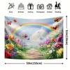 2D Frühlings-Regenbogen-Hintergrund, Bunter Garten mit Tulpen & Schmetterlingen Hintergrund für Outdoor-Themenveranstaltungen