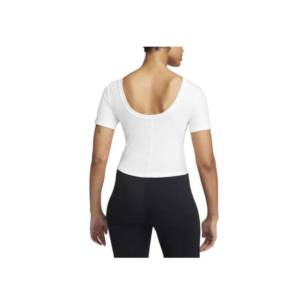 Nike Solid Color Round Neck Backless Casual Short Sleeve T-Shirt Women Tops Beige FN3665-133