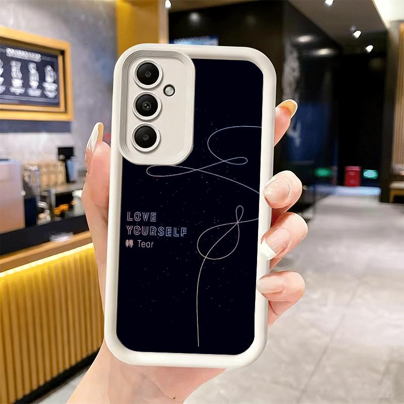 Phone Case for Samsung Galaxy A17 A16 A15 A14 A13 Love Yourself Flower Heart Line Kpop A56 A36 A26 A55 A35 A25 A54 A34 A24 A53 A