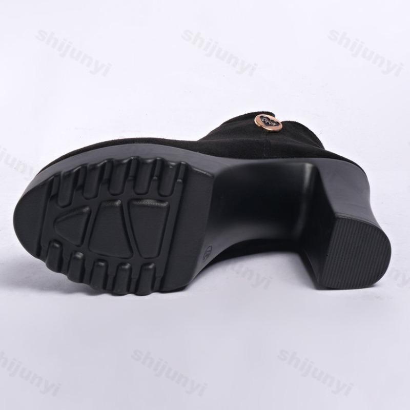 Autumn Women Ankle Boots Square Heel Zipper Casual Female Shoes Leather Boots Women High Heels Fashion Women Boots Botas Mujer