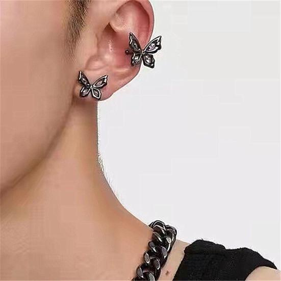 1 Paar baumelnde Ohrringe, einfache geometrische Ohrstecker mit lila Blumen und Herzen