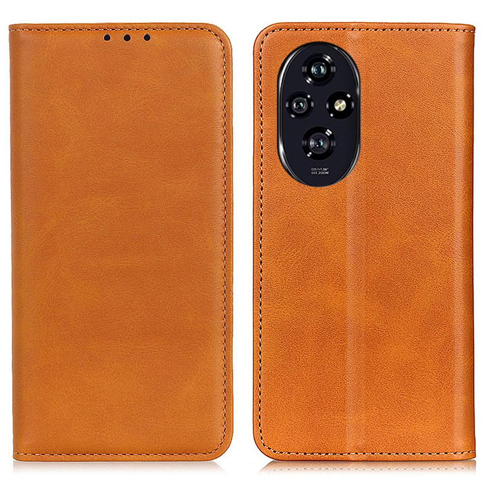 

Чехол-кошелек для телефона Honor 200 5G с магнитным замком из спилковой кожи, противоударный чехол Brown