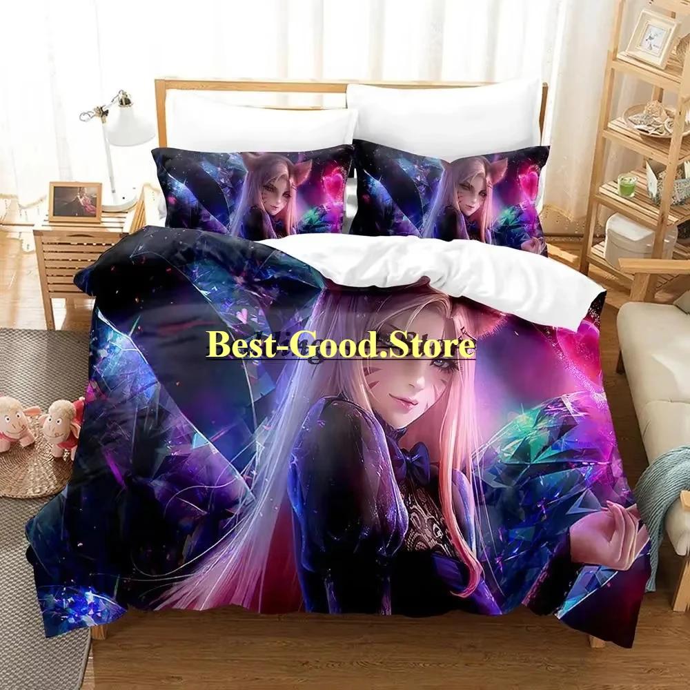 Game Kda The Baddest Bedding Set Single Twin Full Queen King Size Bed Set Aldult Kid Bedroom Duvetcover Sets Anime Bed Sheet Set