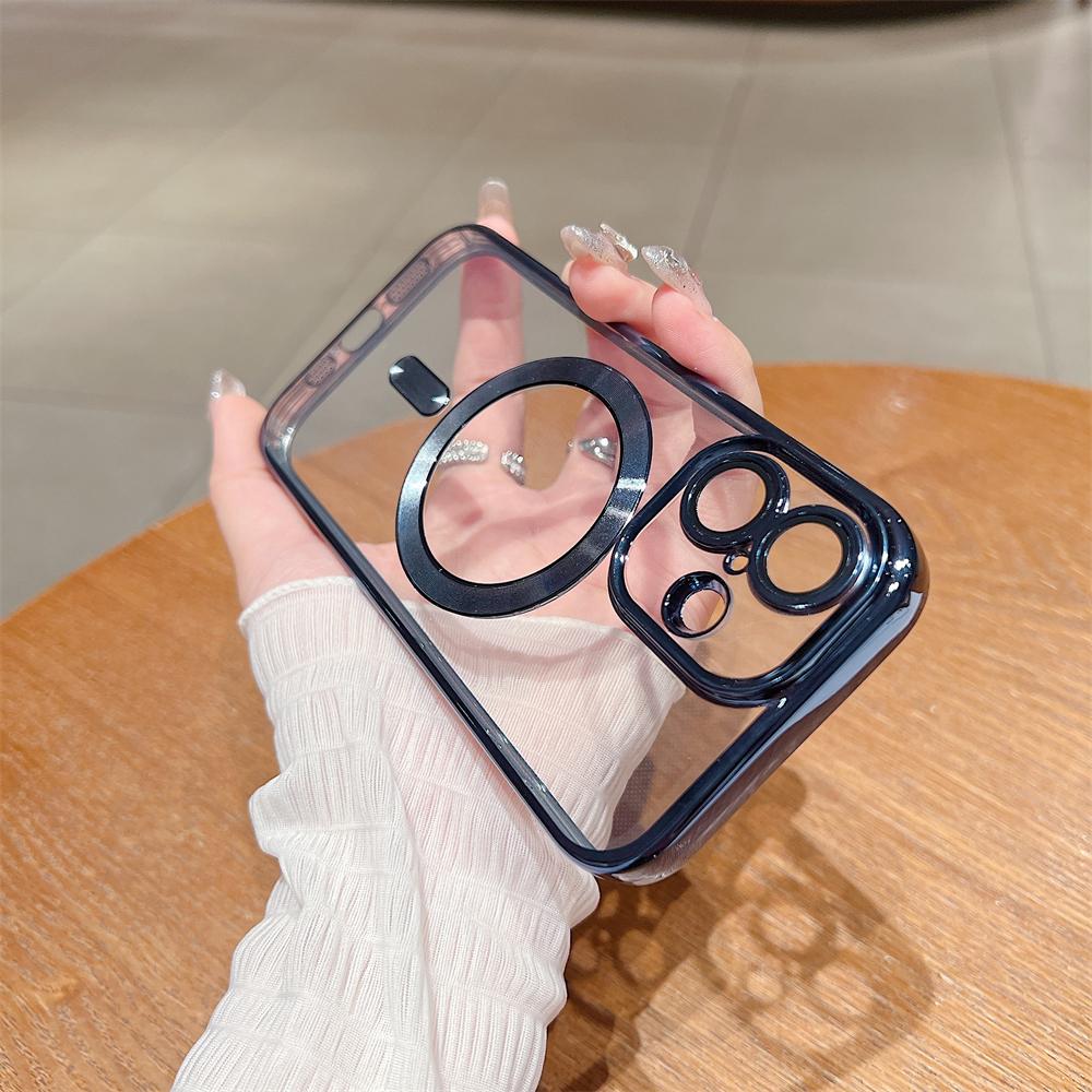 Luxury Plating Magnetic For Magsafe Clear Bumper Case For iPhone 16 15 14 13 12 11 Pro Max Plus XR XS 7 8 Wireless Charge Cover