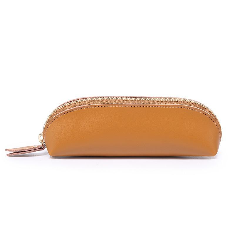 Vintage Leather Pencil Bag Simple Stationery Hoder Pen Case Storage Bag Zipper Pencil Pouch Glasses Box School Supplies