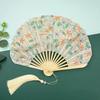Bonito Ventilador Mini de Concha Retro Tela de Algodón y Lino Chino Ventilador de Mano Plegable Color Sólido Ventilador de Mano Suave Fiesta