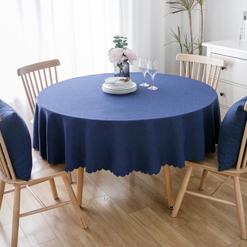 Waterproof Oil-Proof Solid Color Round Tablecloth for Dining, Hotel, and Home