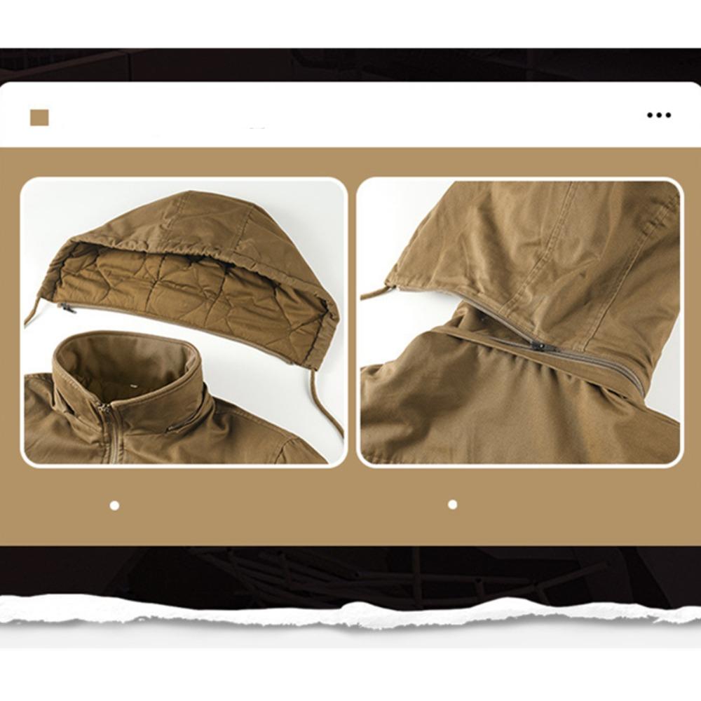 Winter Nieuwe Mannen Katoenen Jas Mannen Warm Dik Winddicht Jas Buiten Zakken Tactische Rits Parka Afneembare Capuchon Bomberjack Man