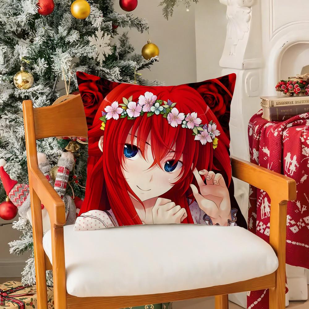 Anime High School Dxd-Beautiful Pillow Case Silky Short Plush With Invisible Zipper Dustproof Sofa Cushion Cover For Home Decor