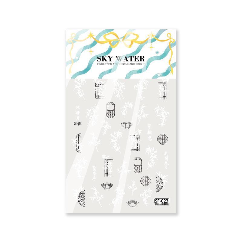 5D Embossed Bamboo Graffiti Nail Art Stickers - New National Style
