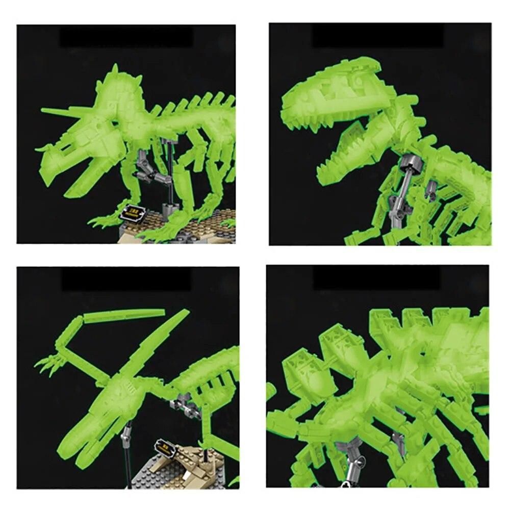 KAZI Dinosaurier Bausteine ​​Fossil Fragmente Tyrannosaurus Modell Ziegel Dekorationen Spielzeug Geschenke für Kinder