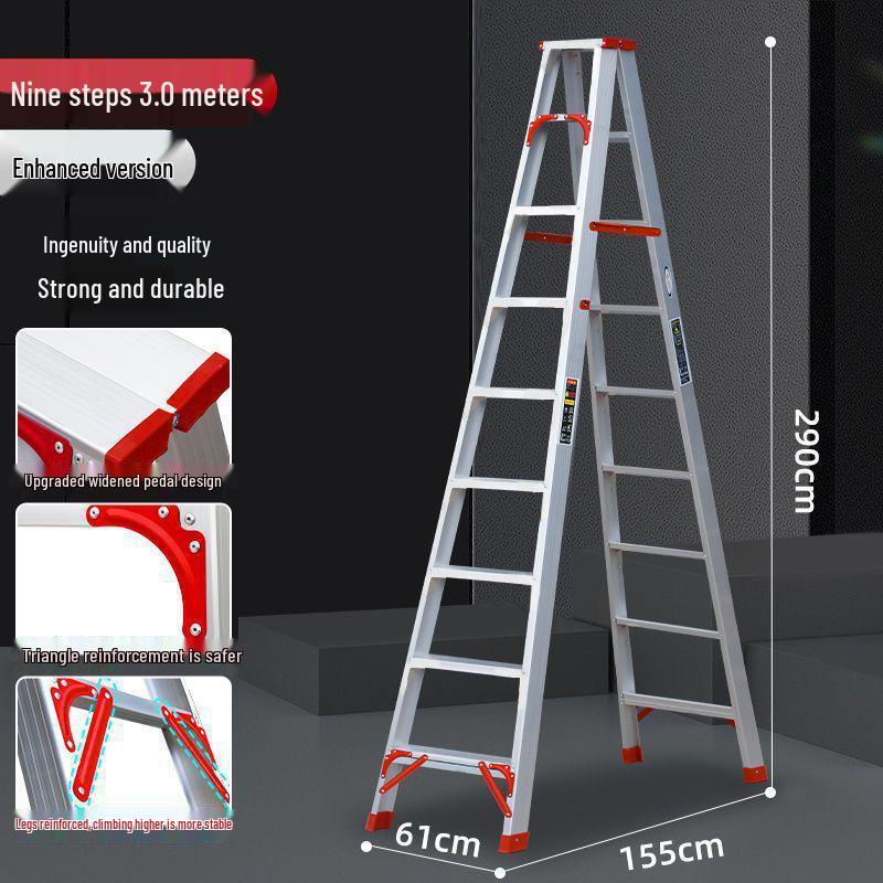 Thickened Aluminum Alloy Non-Slip Multifunctional Folding Herringbone Ladder for Home and Garden