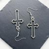 Gothic Hollow Cross Dangle Earrings Simple Ear Hooks Punk Style Drop Earrings Statement Jewelry Gift for Women Men