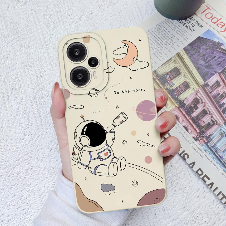 Case For Poco F5 Pro Painted Flowers Soft Liquid Silicone Camera Lens Protection Back Cover For Xiaomi Poco F 5 F5Pro Protectors