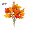 Artificial Fall Bouquet with Fabric Pumpkins Maple Leaves Wheat Berries, Fake Flowers And Autumn Home Decor for Thanksgiving Centerpieces, Seasonal