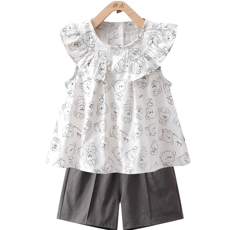 Girls  Summer Casual Top & Shorts Set 110