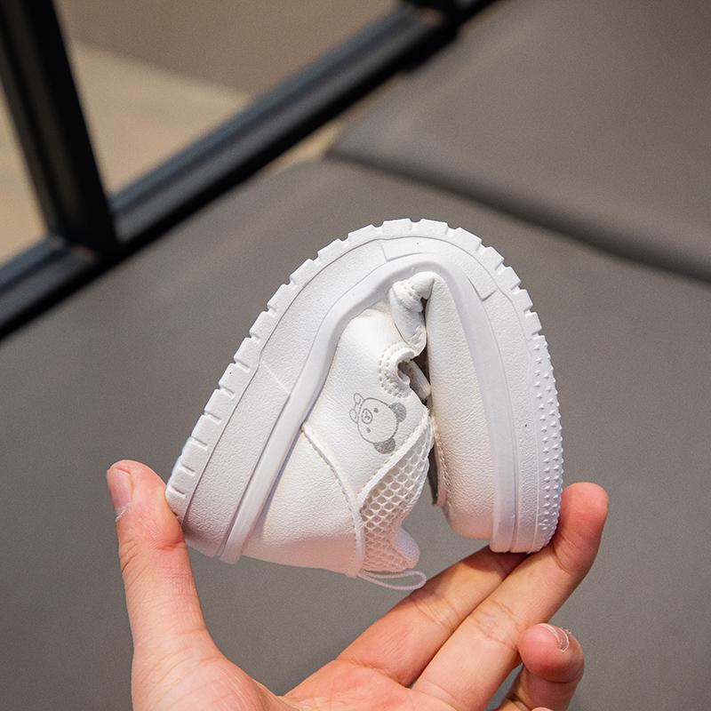 Kinder Sportschuhe Mesh Atmungsaktiv Mädchen Tennisschuhe Weiß Klettverschluss 2025 Neu Kinder Skateschuhe Rutschfest Weiche Sohle Niedliche Bären