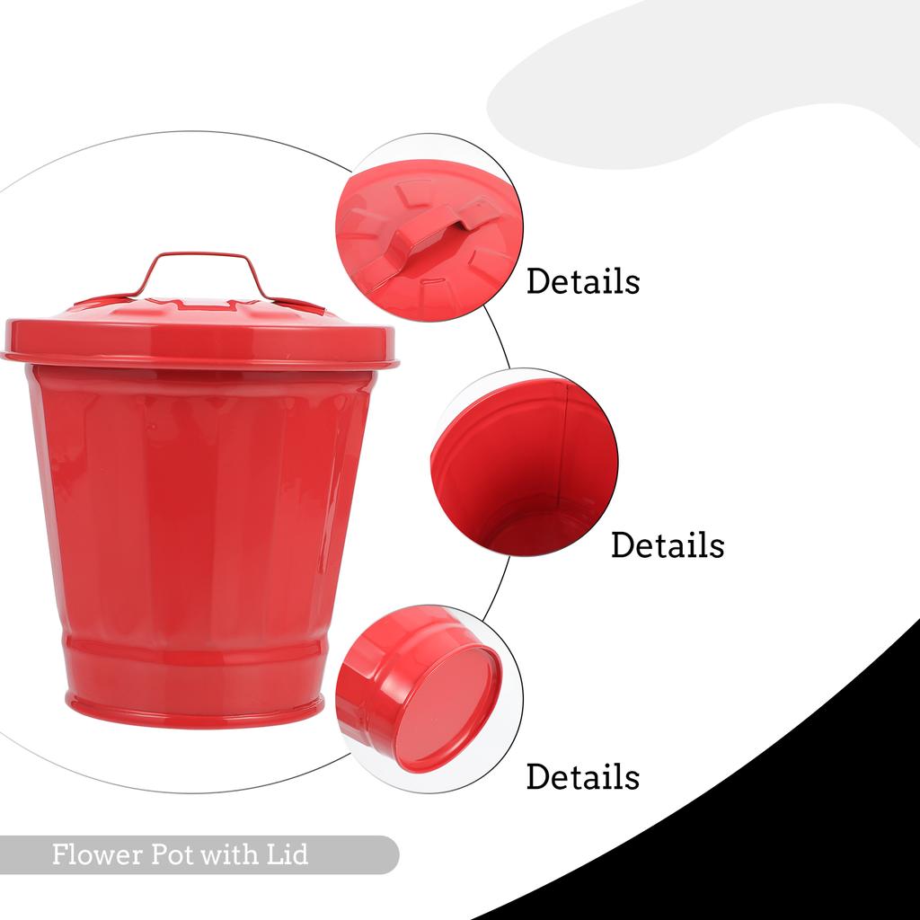 Car Trash Bin Can Garbage Outdoor Trashcan Debris Storage Flowerpot with Lid Disposable Red Mini Wastebasket Trash Office