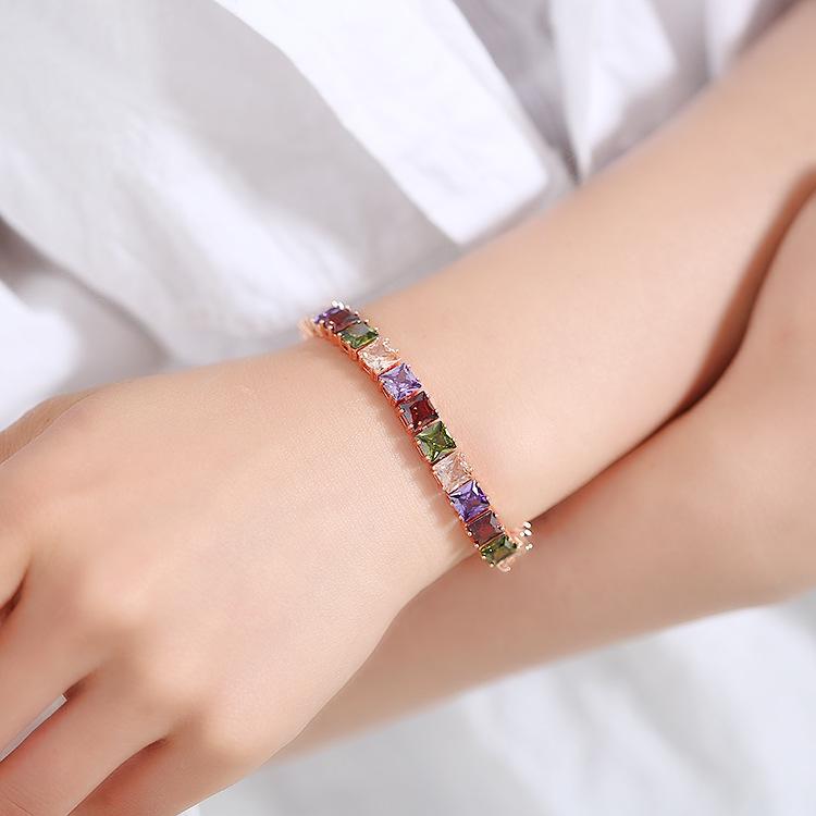 European and American Style Wish Trendy Jewelry, The New Popular Exquisite Square Diamond AAA Zircon Bracelet Geometric 2026