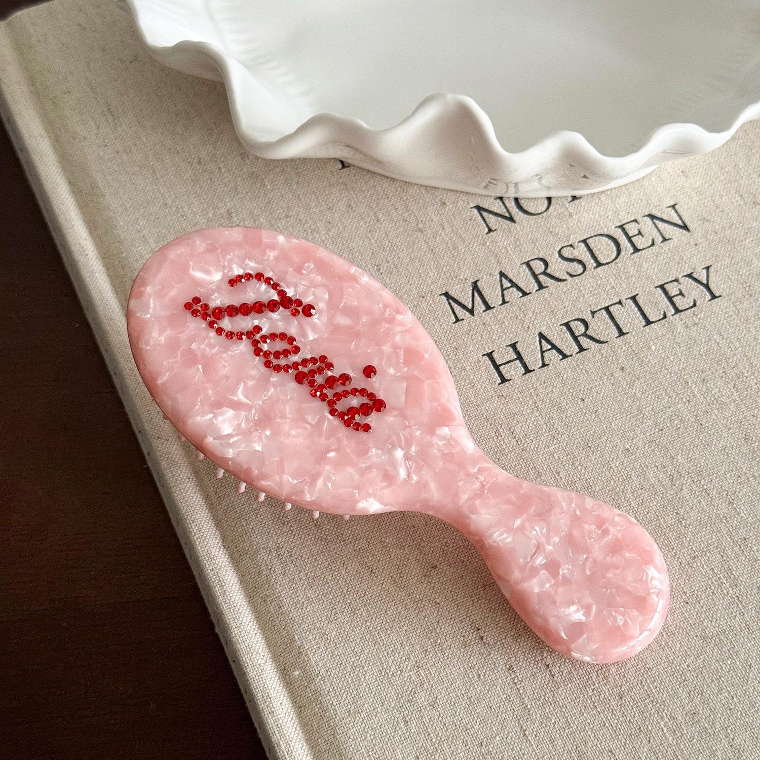 

Elegant Rhinestone-Inlaid Hair Comb: Portable Acetate Airbag & Air Cushion Massage Comb for Girls