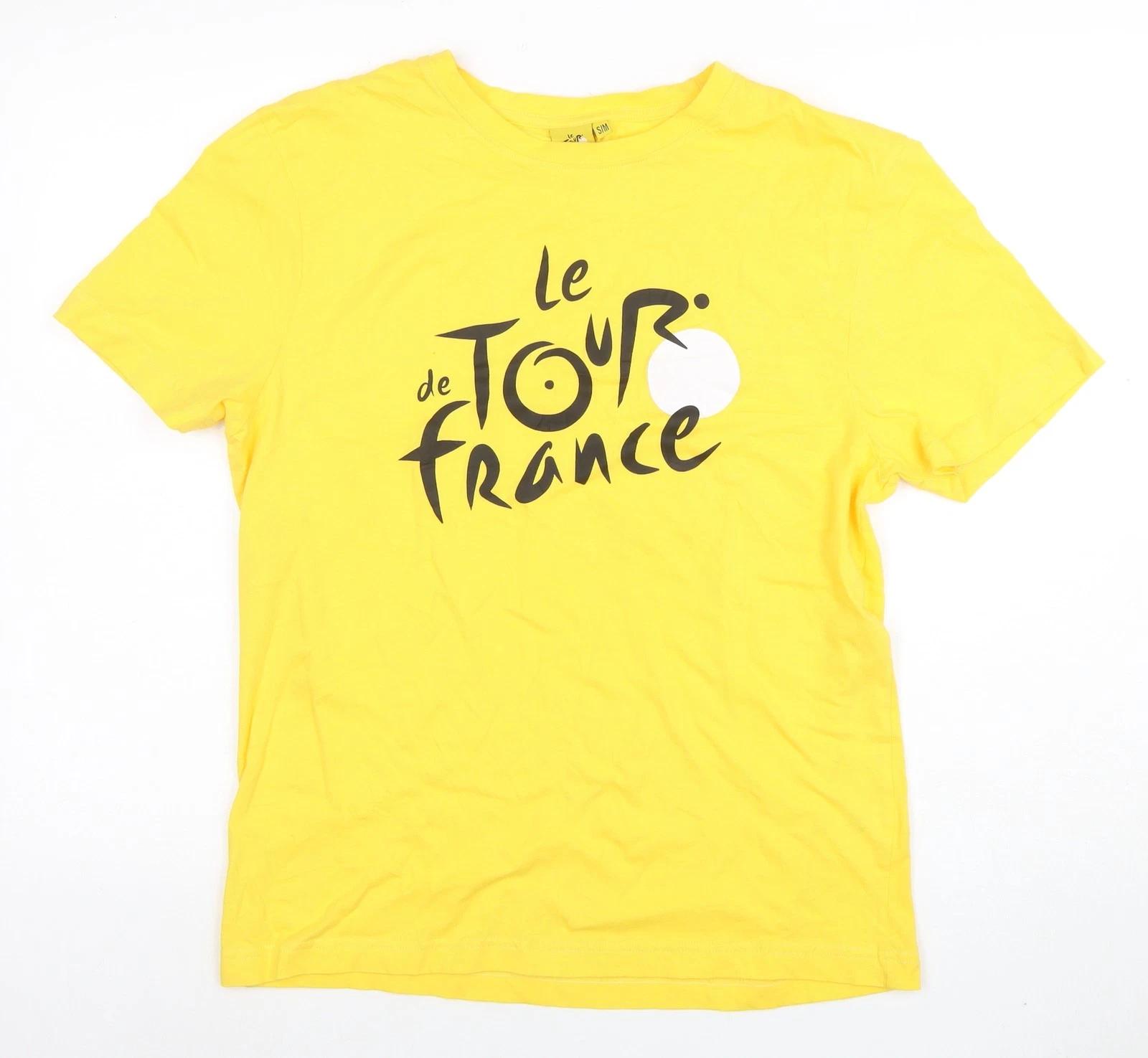 Le Tour de France Men’s Yellow Cotton Short Sleeve T-Shirt Size S 4XL
