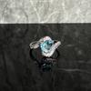 Icy Blue Diamond Open Ring: Trendy, Versatile, Personalized Korean Fashion for Women