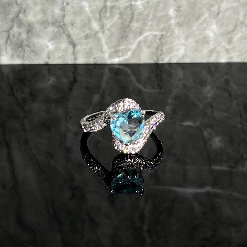 Icy Blue Diamond Open Ring: Trendy, Versatile, Personalized Korean Fashion for Women