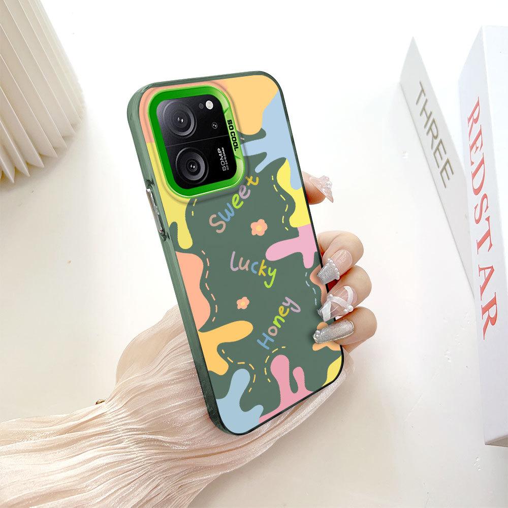 

Окрашенный узор, цветной серебристый, двухсторонний, жесткий, противоударный чехол для телефона Xiaomi Redmi Poco Redmi K40 зелёный