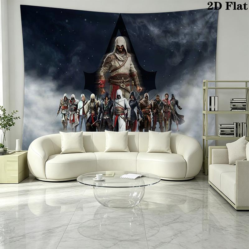 Assassin Creed Wall Tapestry Aesthetic Wall Hanging Printed Fabric Blanket Decorative Tapestries for Bedroom Living Room Home Decor