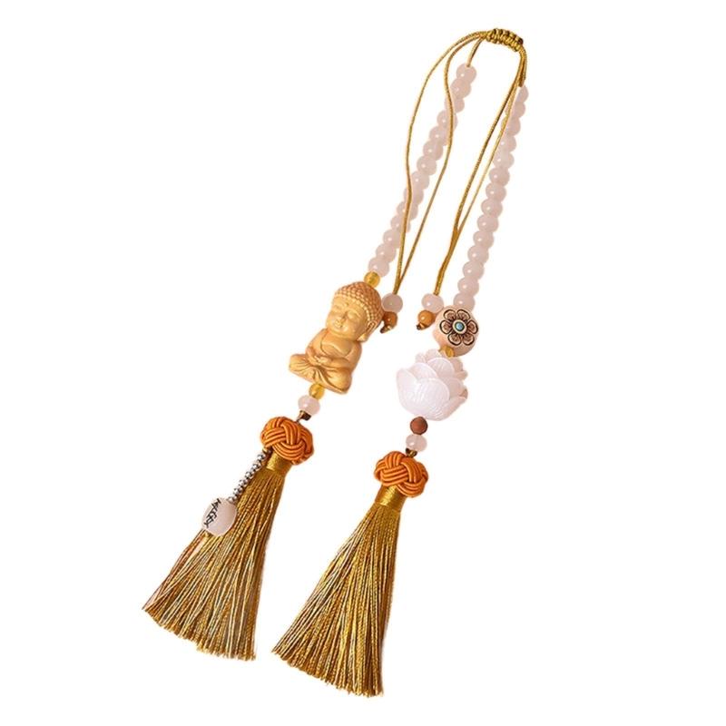 Buddhas Pendant Car Hanging Ornament with Lanyard Good Luck Rear View Mirrors Hanging Ornament